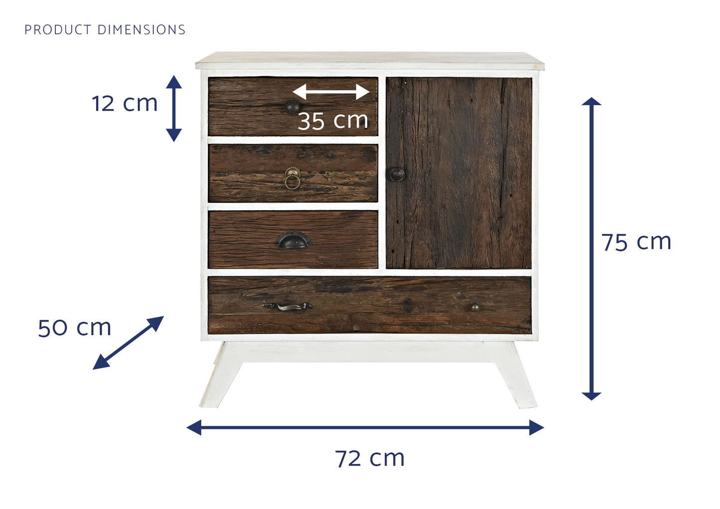 Cajonera mango metal 72*50*75cm blanco