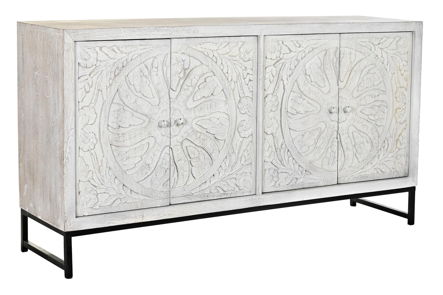 Buffet mango metal 150*38*80cm mandala blanco