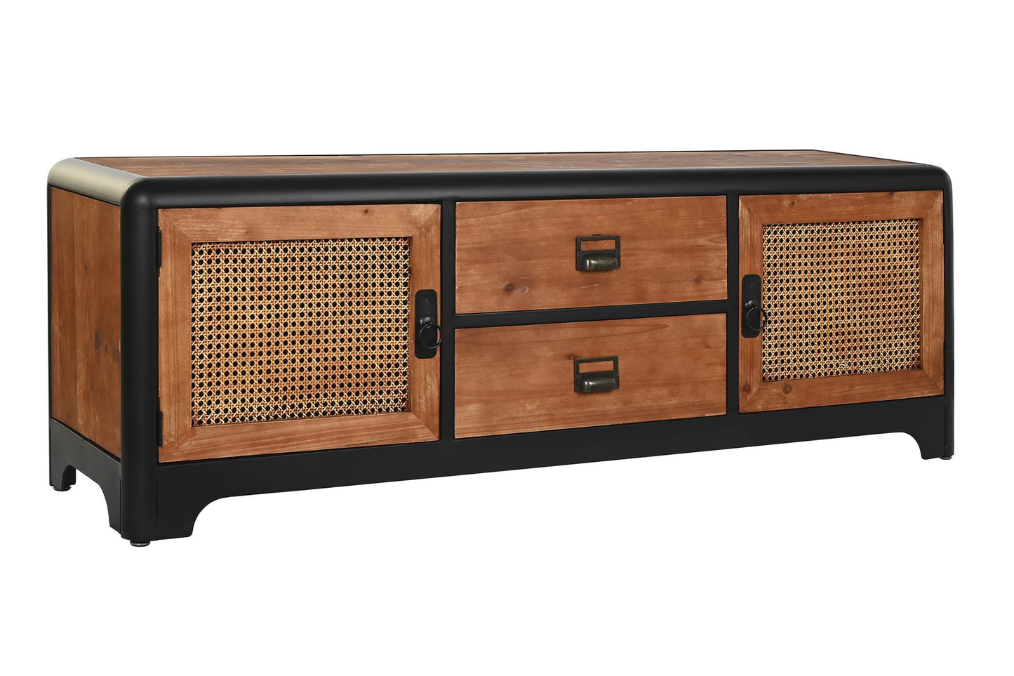 Mueble TV abeto metal 150*40*50cm marron oscuro