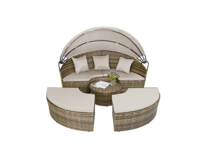 Cama chill out ratan sintetico acero  175*175*145cm