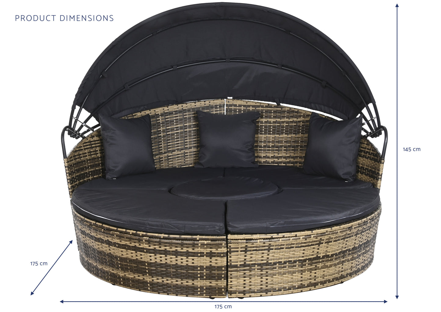 Cama chill out ratan sintetico acero 175*175*145cm