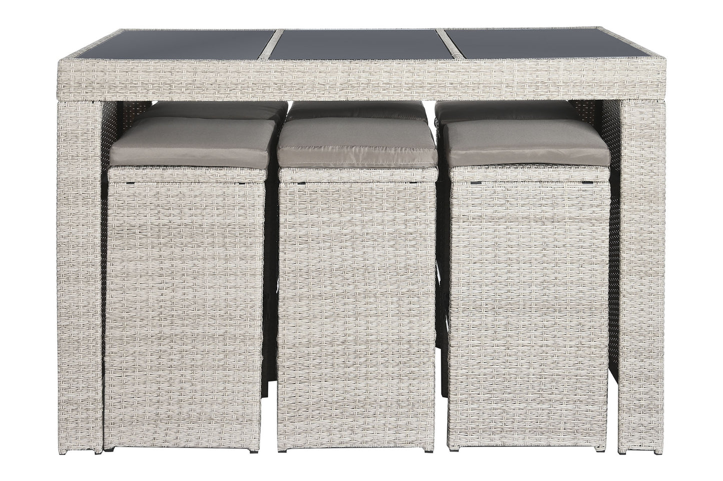 Mesa set 7 ratan sintetico acero 143*80*100cm