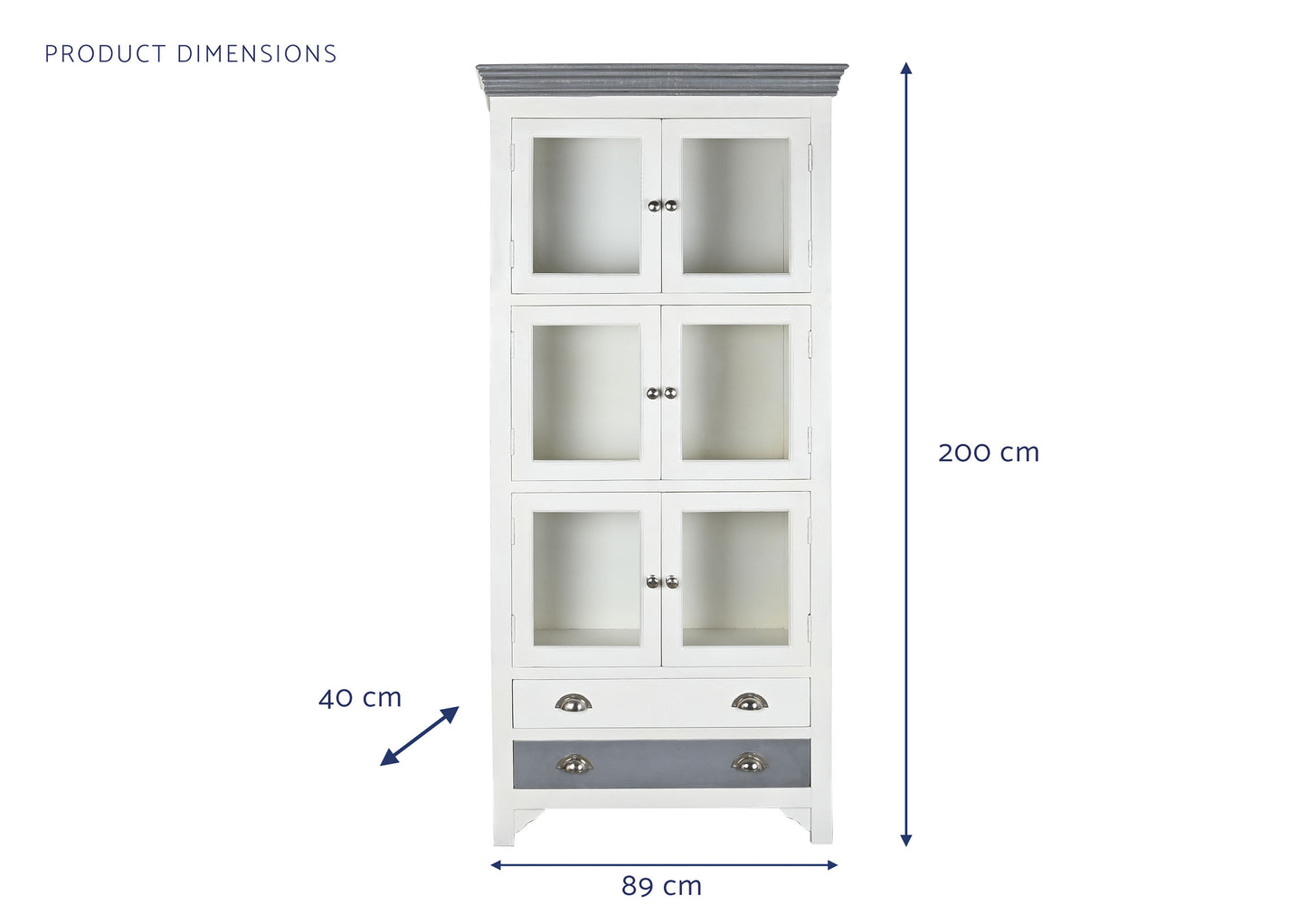 Vitrina mango cristal 89*40*200cm blanco