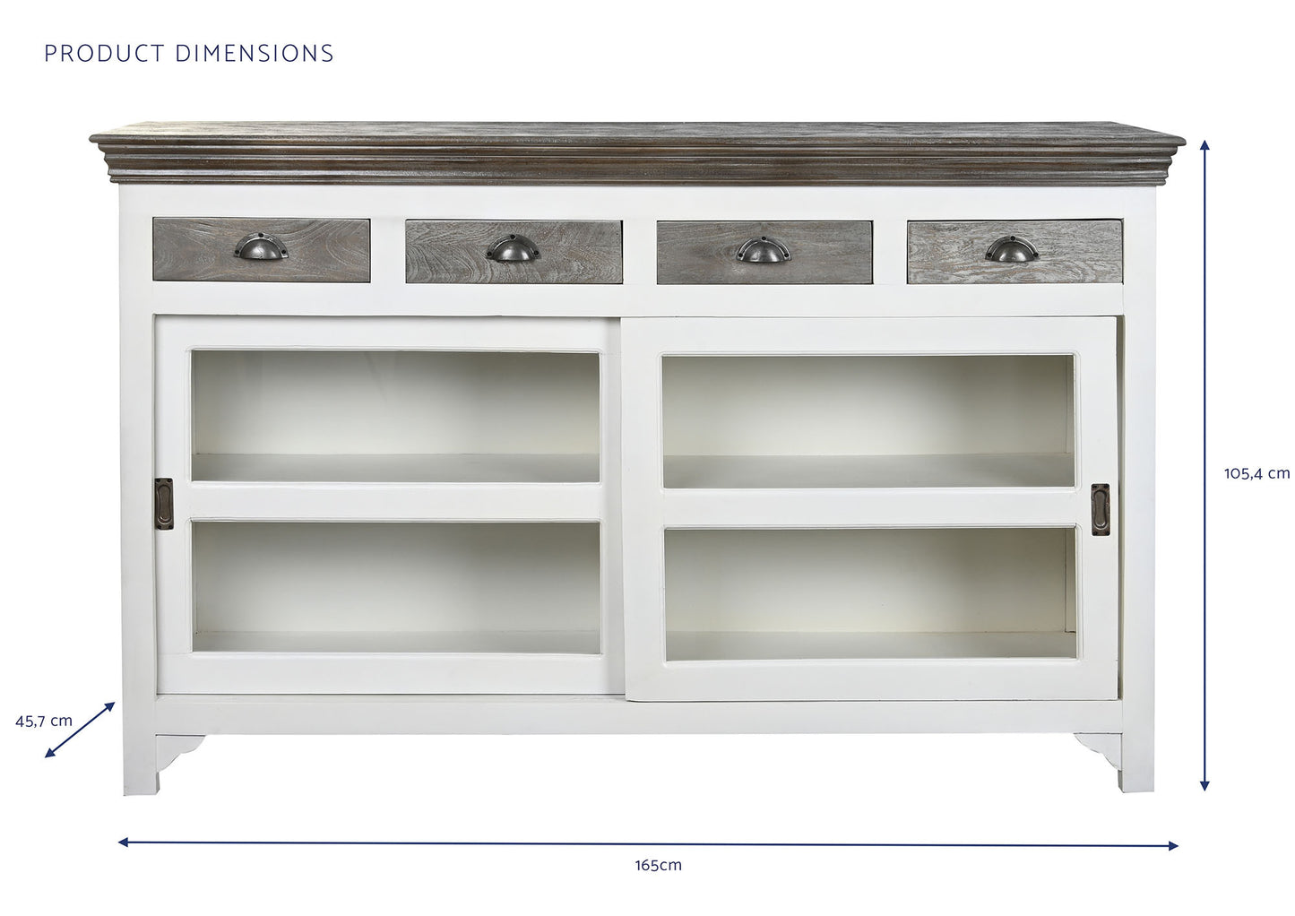 Buffet mango cristal 165*45.7*105.4cm gris