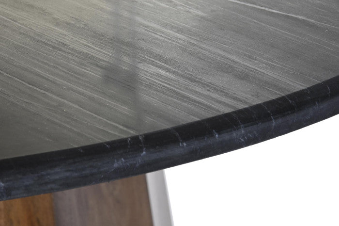 Mesa de comedor de mango y mármol 120 × 120 × 76 cm – Negro