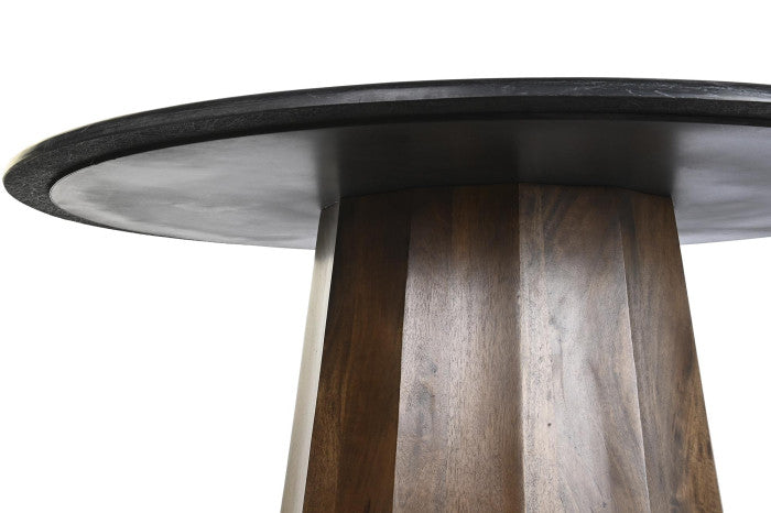Mesa de comedor de mango y mármol 120 × 120 × 76 cm – Negro