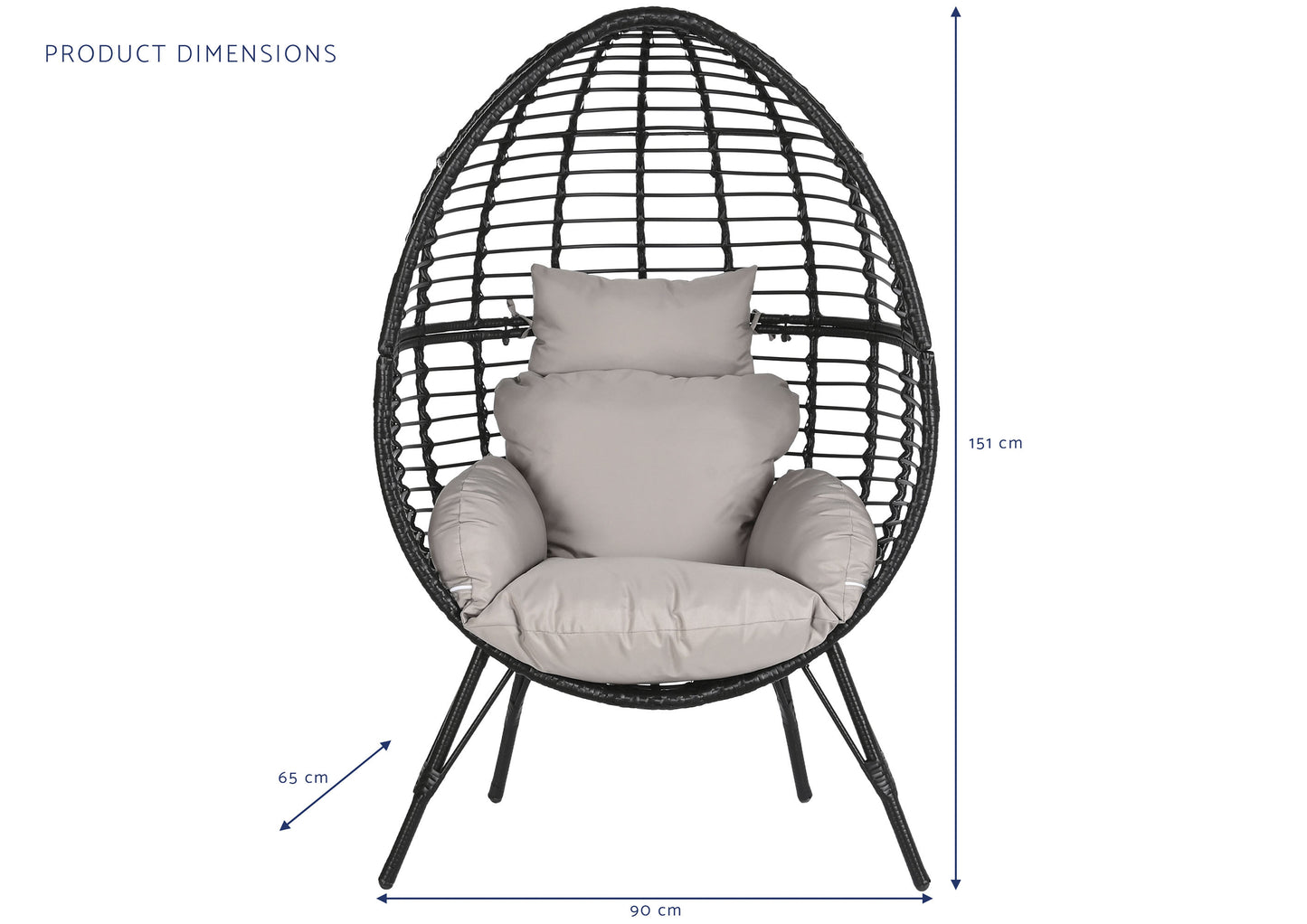 Sillon ratan sintetico metal 90*65*151cm