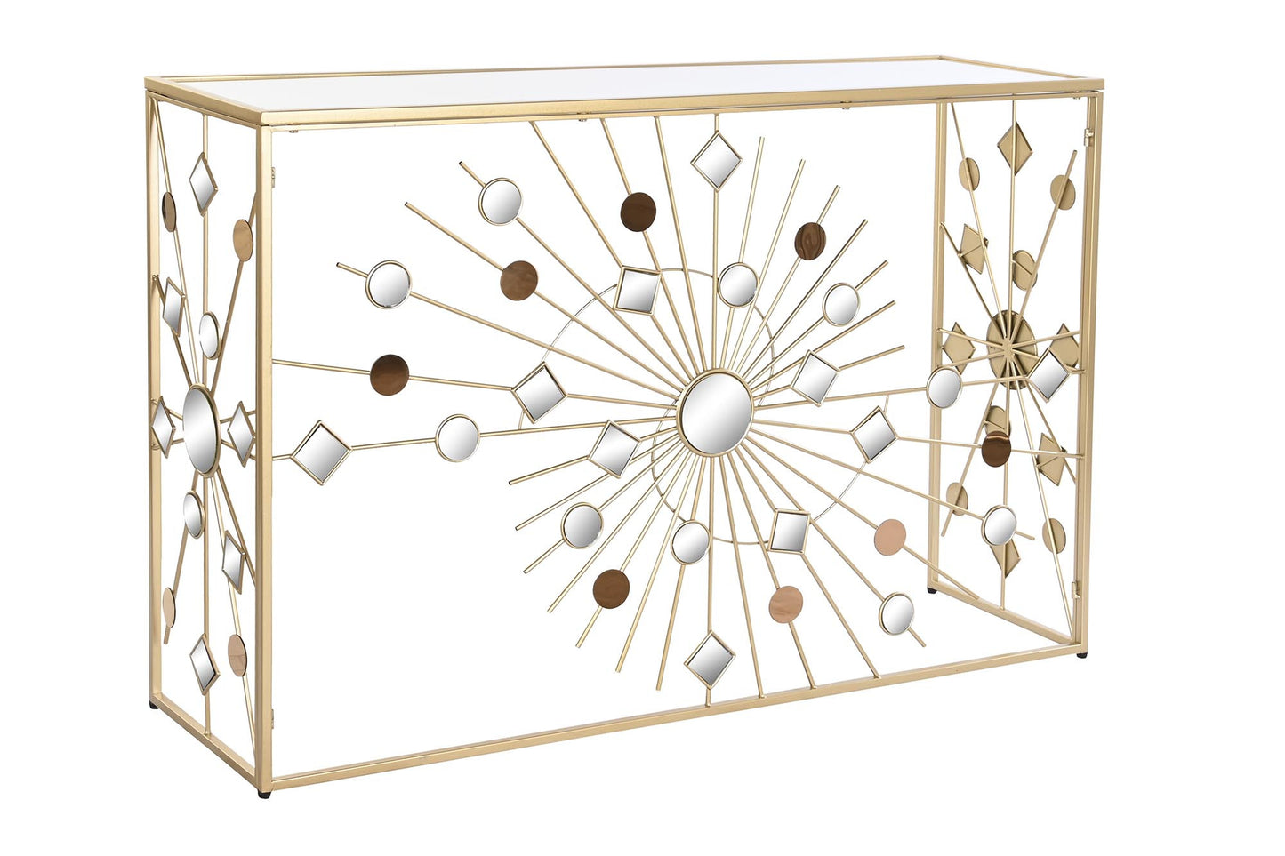 Consola metal cristal 120*35*80cm dorado