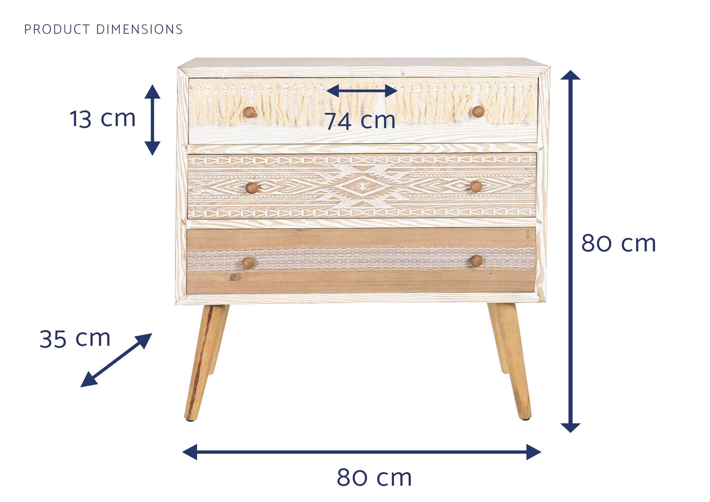 Comoda abeto algodon 80*35*80cm blanco