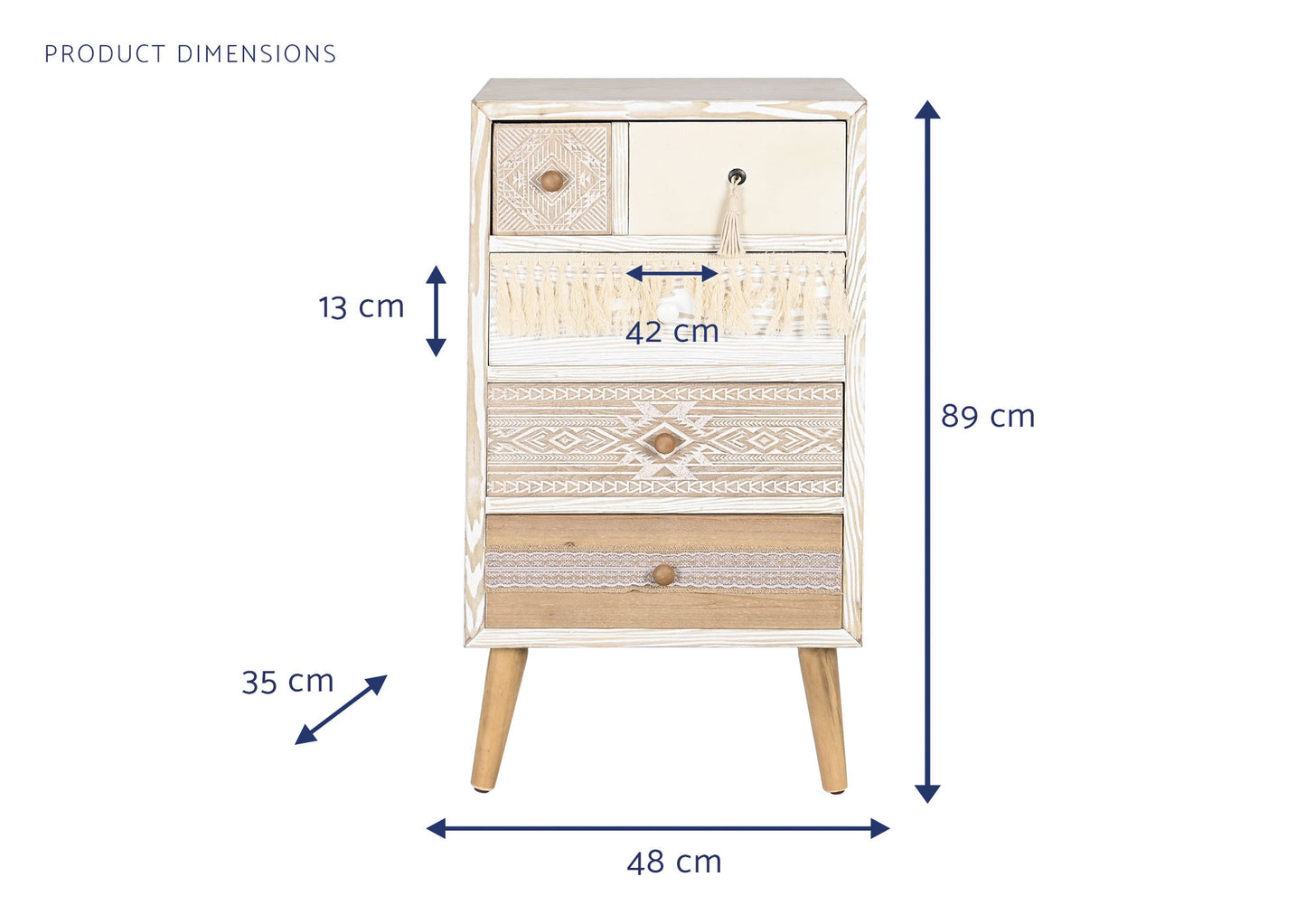 Cajonera abeto algodon 48*35*89cm blanco