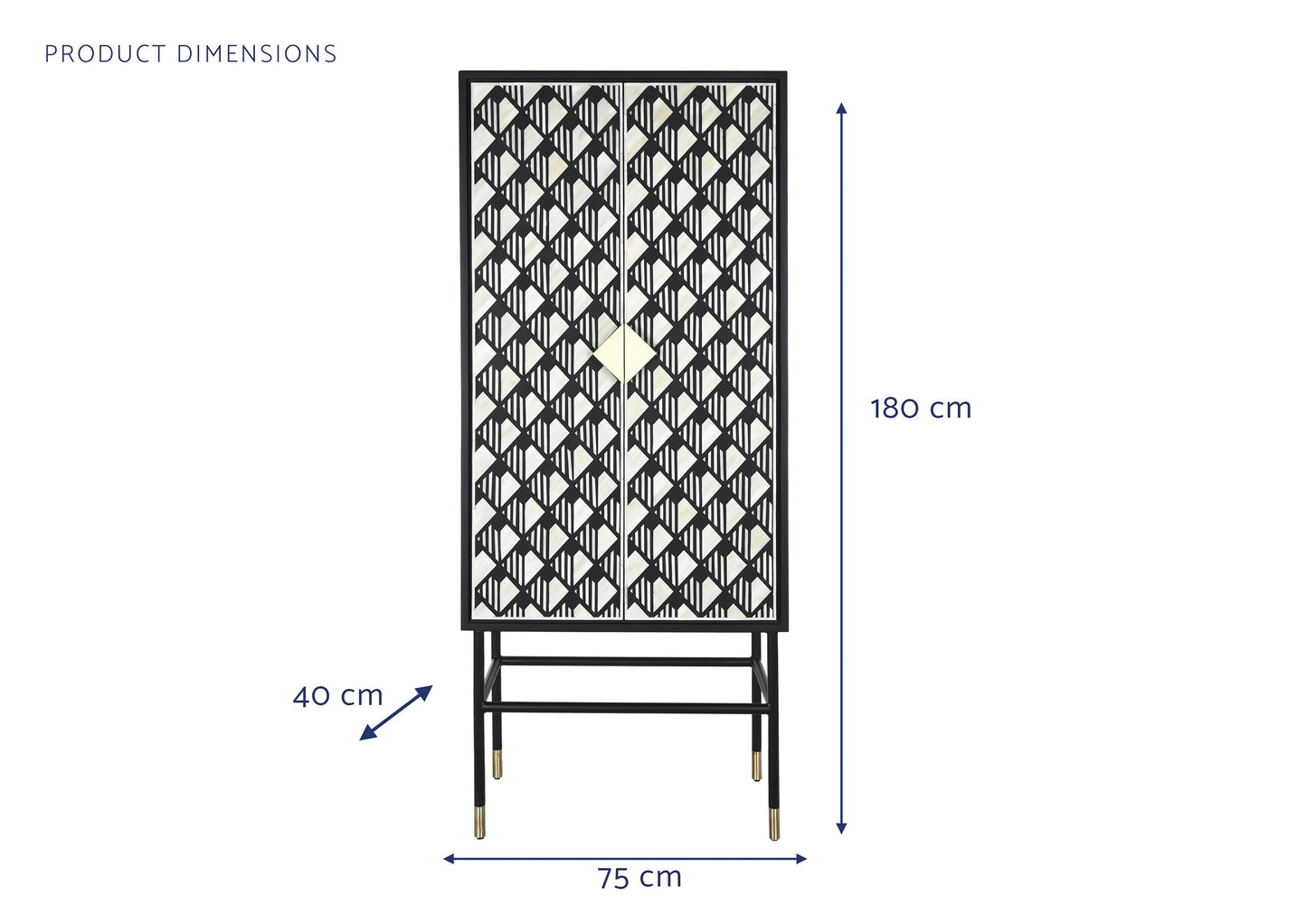 Armario hueso resina 75*40*180cm rombo taracea