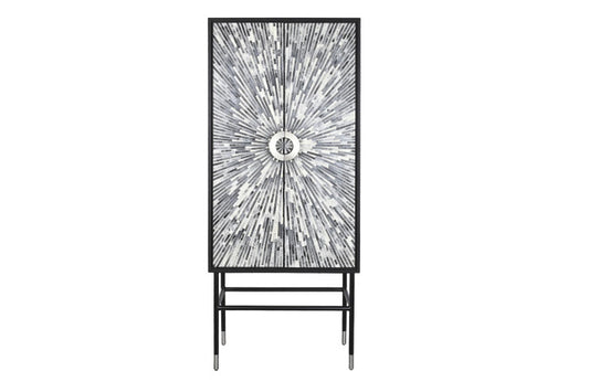 Armario hueso resina 75x40x181 taracea negro