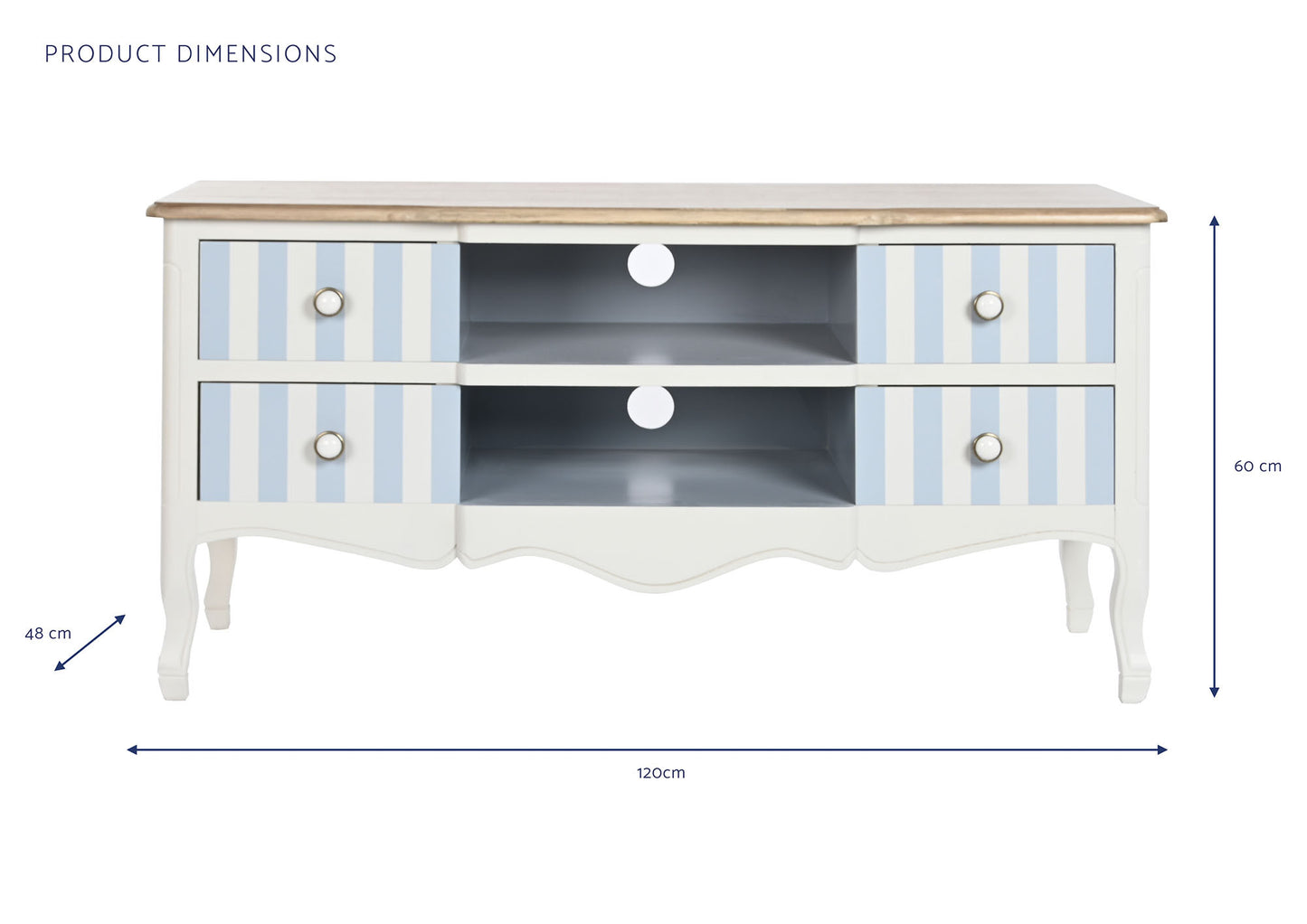 Mueble TV paulownia 120*48*60cm blanco