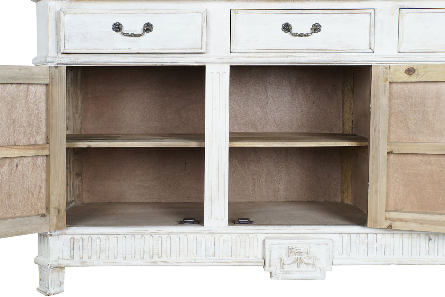 Buffet pino 160*45*90cm envejecido blanco