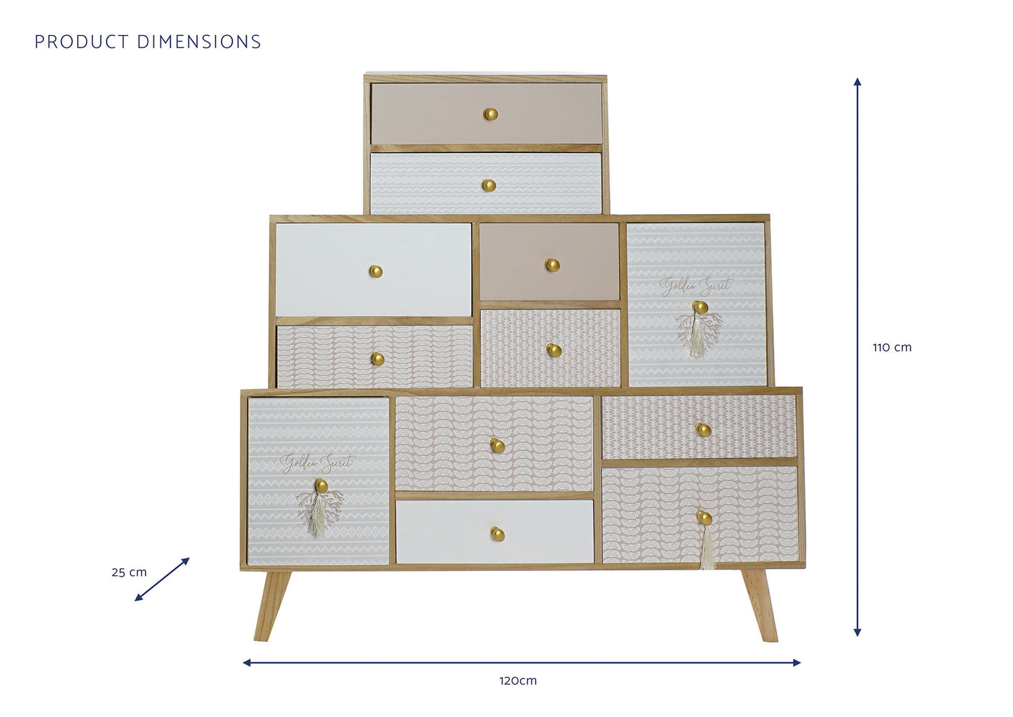 Buffet paulownia 120*25*110cm 12 caj natural