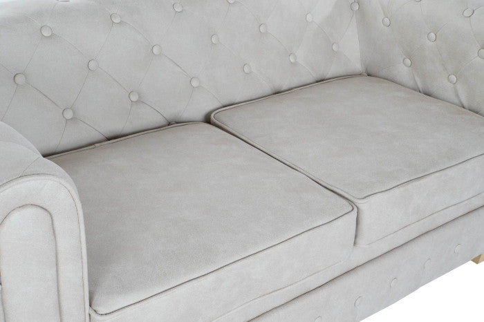 Sofá poliéster madera 151x80x70 cm capitoné blanco