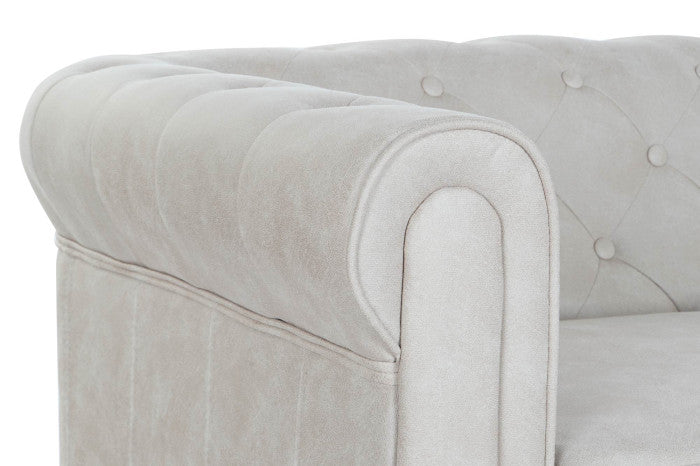 Sofá poliéster madera 151x80x70 cm capitoné blanco
