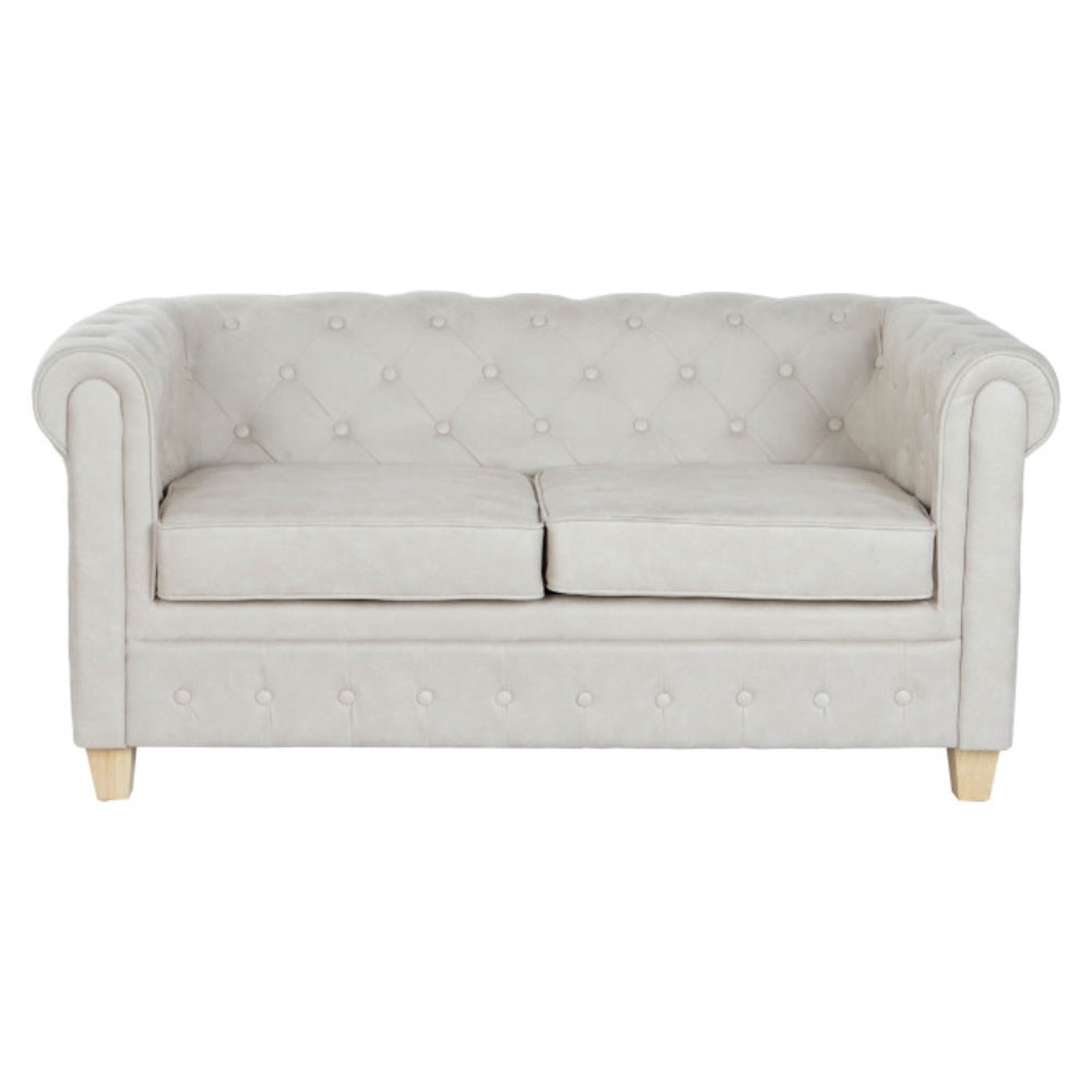 Sofá poliéster madera 151x80x70 cm capitoné blanco