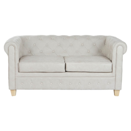 Sofá poliéster madera 151x80x70 cm capitoné blanco