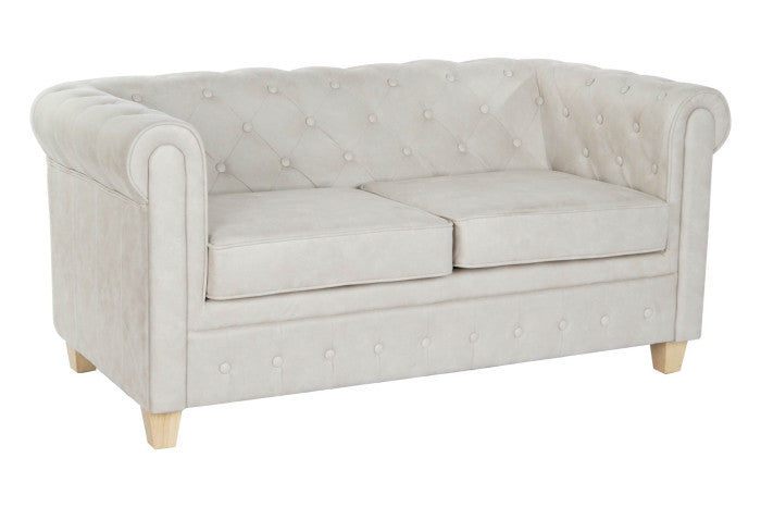 Sofá poliéster madera 151x80x70 cm capitoné blanco