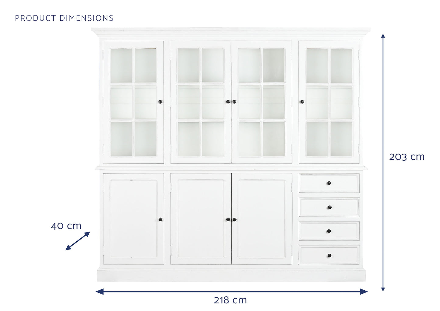 Vitrina mdf cristal 218.4*40.6*203cm blanco