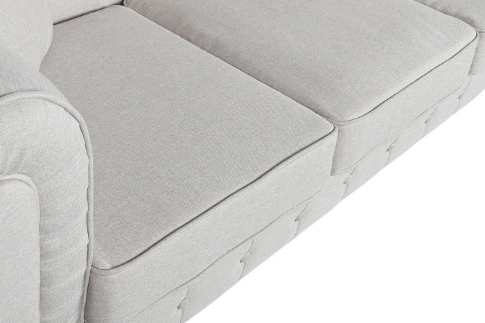 Sofá de Poliéster y Madera Color Crema 209 × 84 × 76 cm