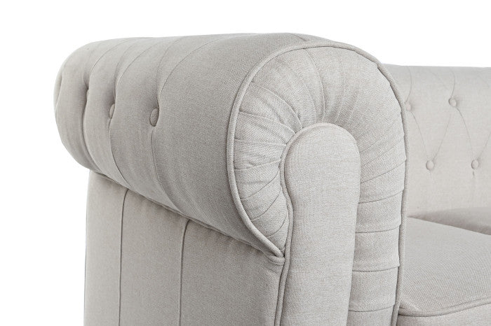 Sofá de Poliéster y Madera Color Crema 209 × 84 × 76 cm