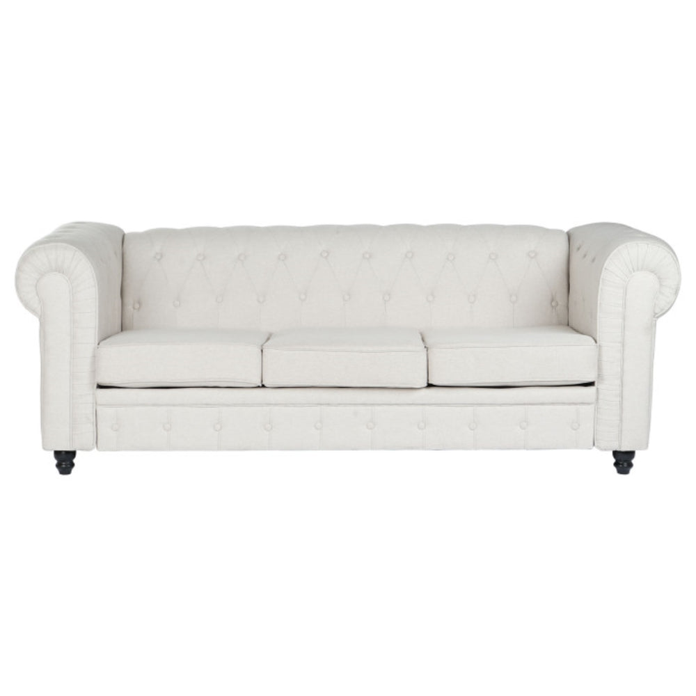 Sofá de Poliéster y Madera Color Crema 209 × 84 × 76 cm