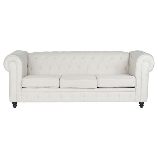 Sofá de Poliéster y Madera Color Crema 209 × 84 × 76 cm
