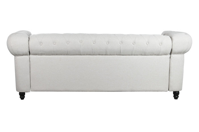 Sofá de Poliéster y Madera Color Crema 209 × 84 × 76 cm