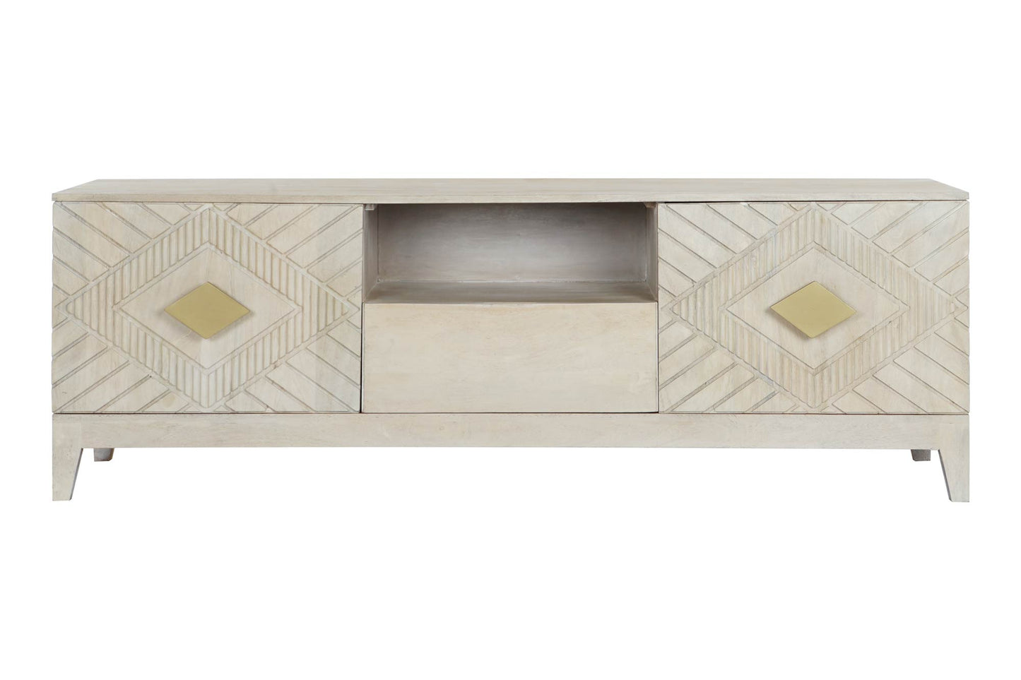 Mueble TV mango metal 175*40*60cm rombo beige