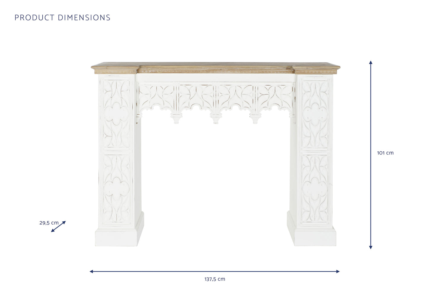 Frontal chimenea abeto mdf 137.5*29.5*101cm blanco