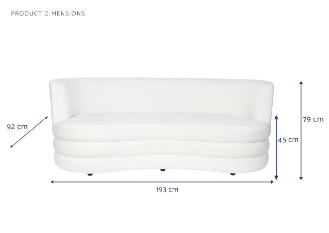 Sofá Poliéster 193x92x79 Borreguito Blanco
