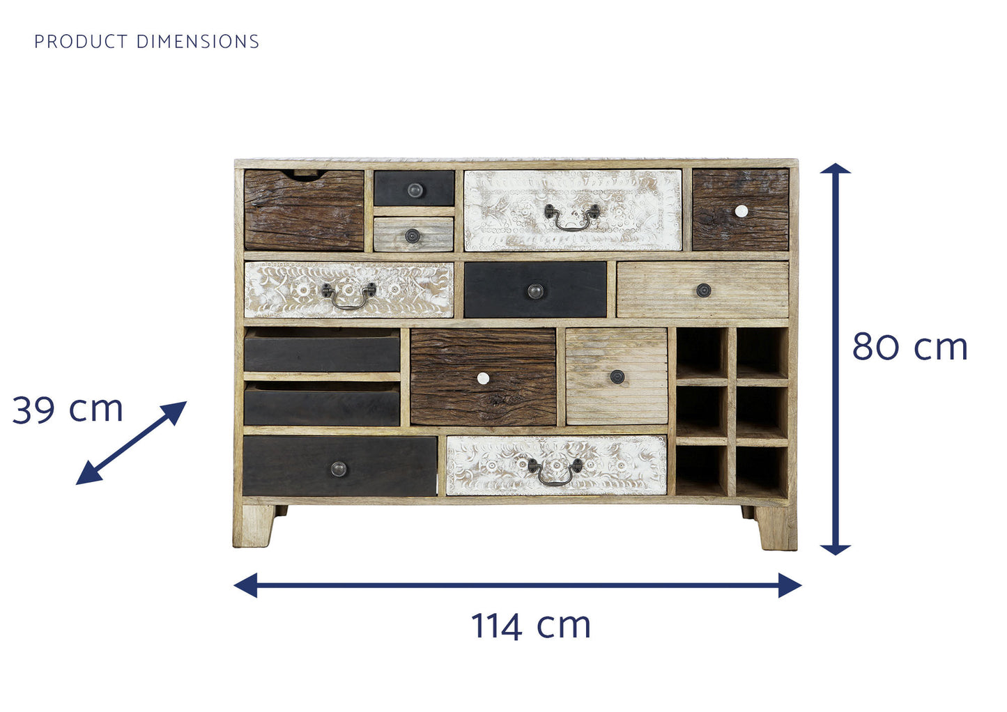 Cajonera mango metal 114*39*80cm