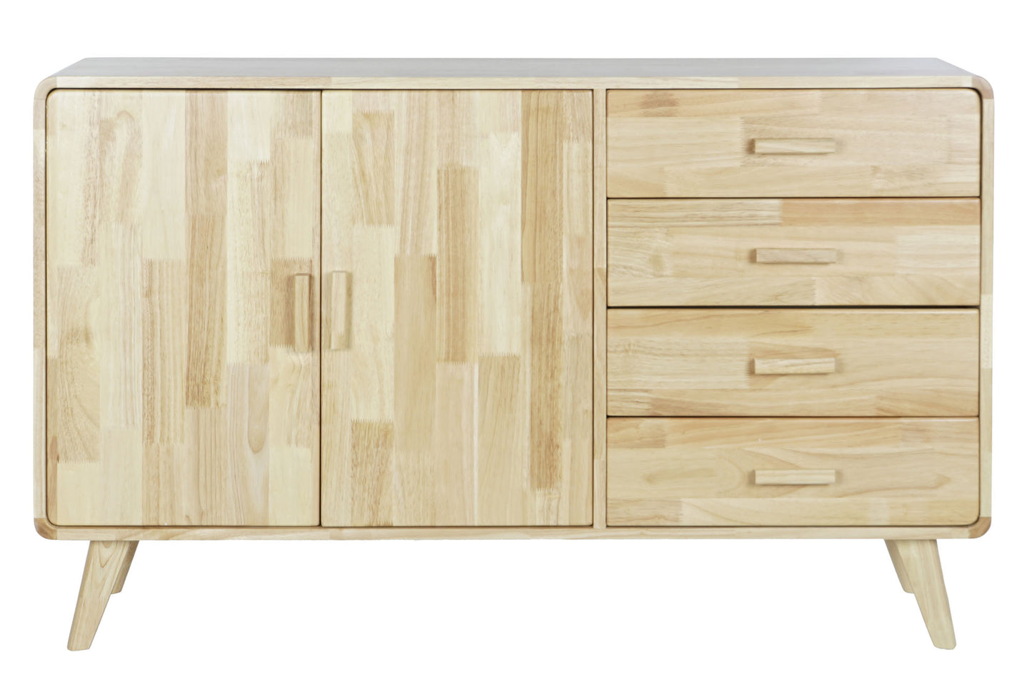 Aparador rubberwood 120x30x75cm 4caj natural