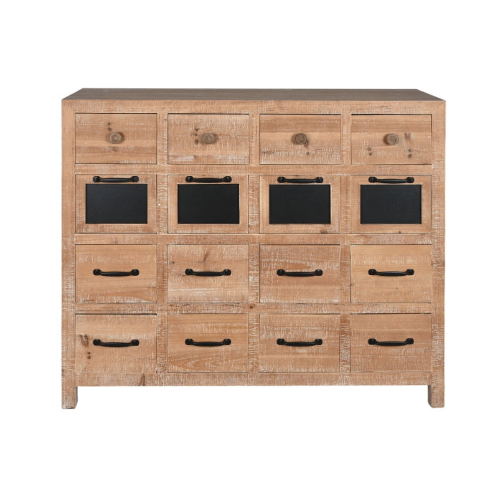 Cajonera abeto metal 110x40x92,5 natural 16 cajones
