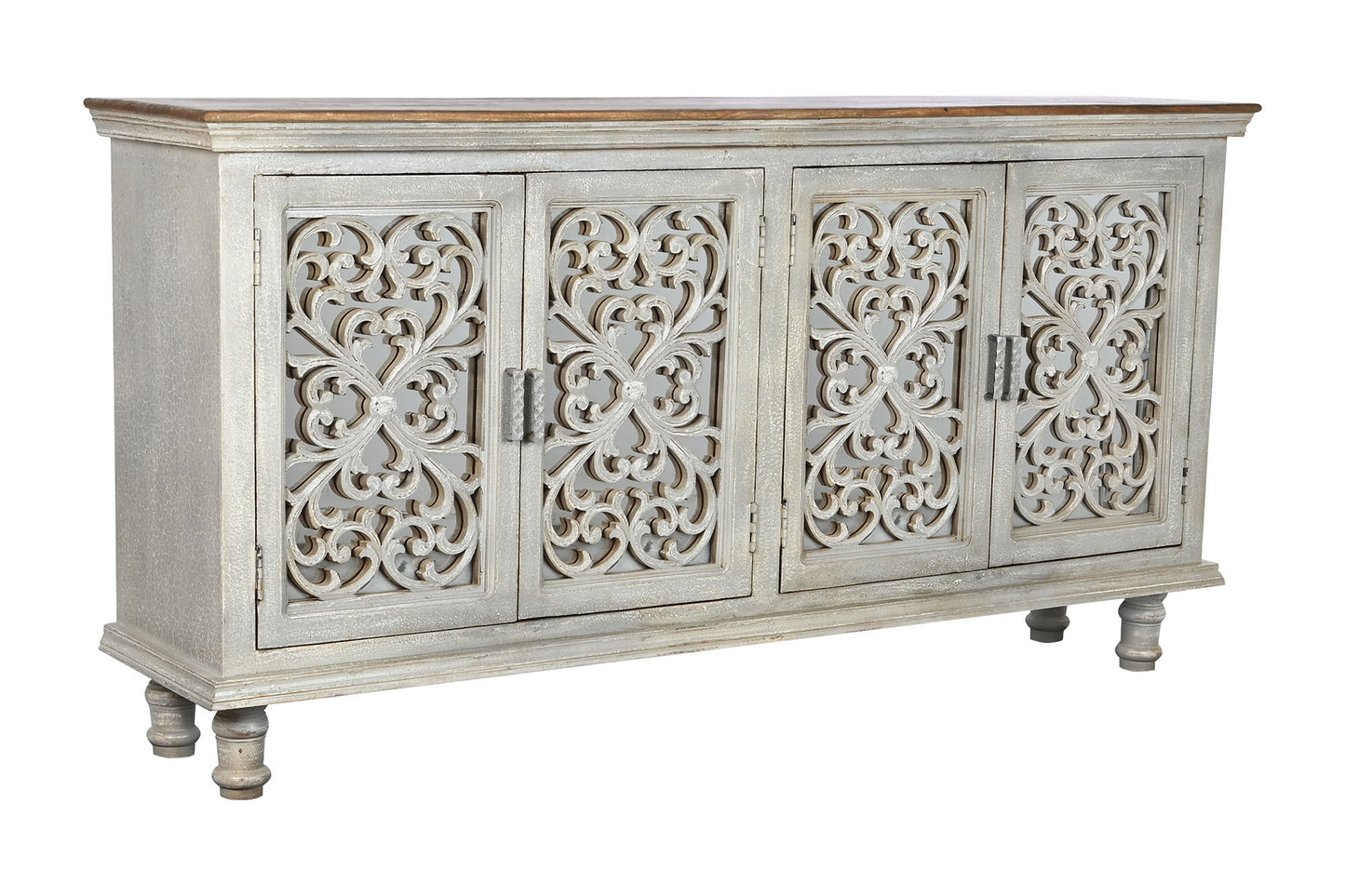 Buffet mango espejo 191*43*98cm tallado gris