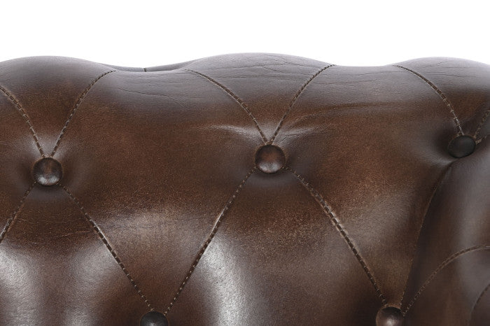 Sillón Piel Chester Cuero Envejecido 84x77x79 cm Marrón Oscuro