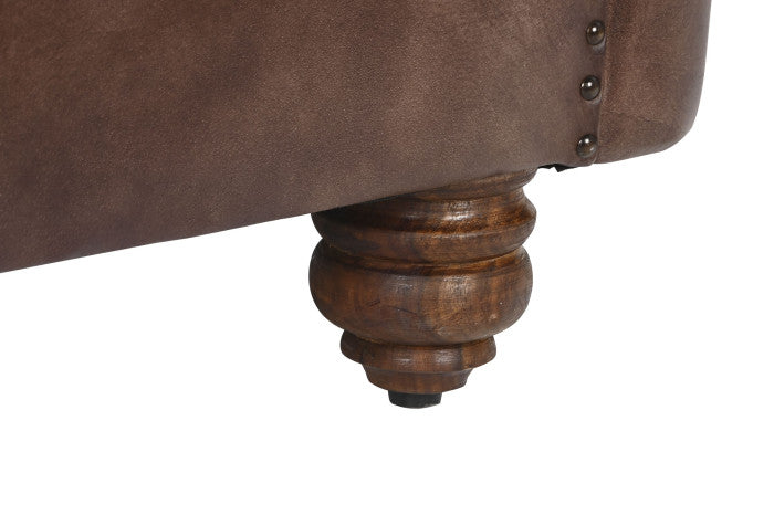 Sillón Piel Chester Cuero Envejecido 84x77x79 cm Marrón Oscuro