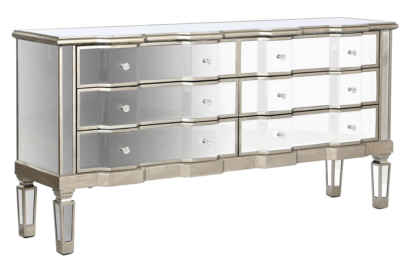 Buffet espejo mdf 146*36*73cm 6 cajones plataeado