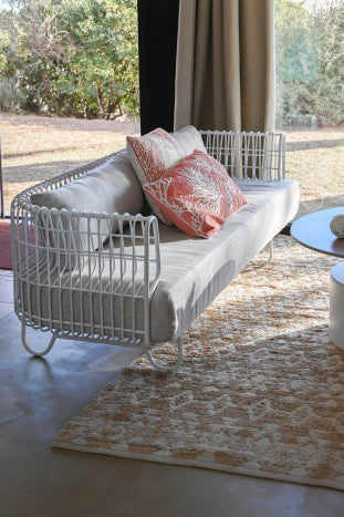 Sofá Metal Poliéster 180x66x66 Blanco