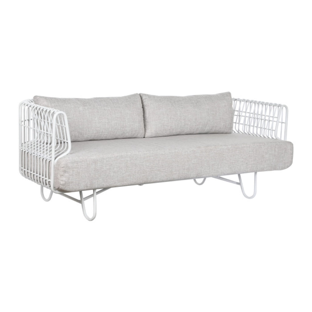 Sofá Metal Poliéster 180x66x66 Blanco