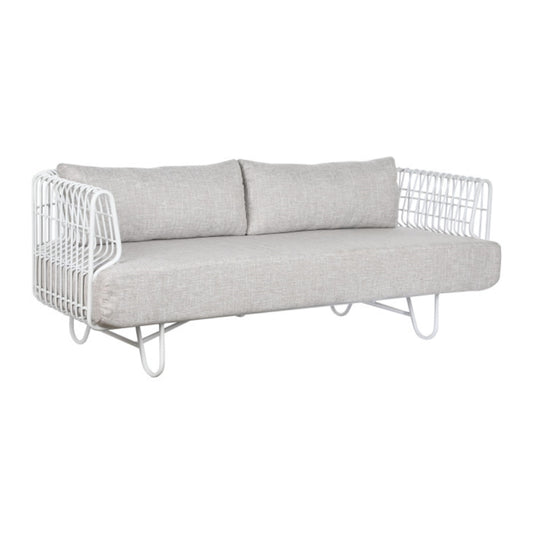 Sofá Metal Poliéster 180x66x66 Blanco