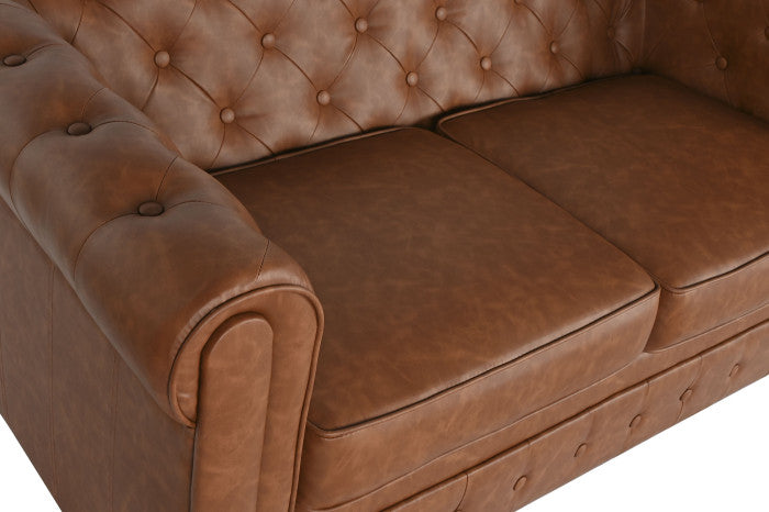 Sofá de Poliéster y Madera 151 × 82 × 70 cm – Marrón