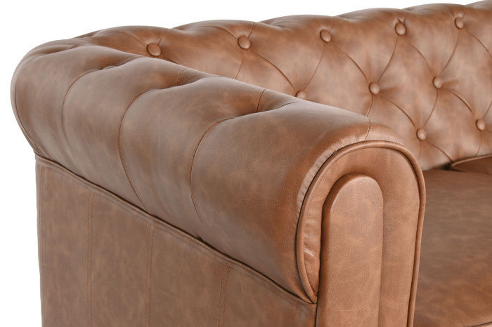 Sofá de Poliéster y Madera 151 × 82 × 70 cm – Marrón
