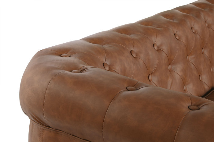 Sofá de Poliéster y Madera 3 Plazas Marrón 218 × 78 × 70 cm