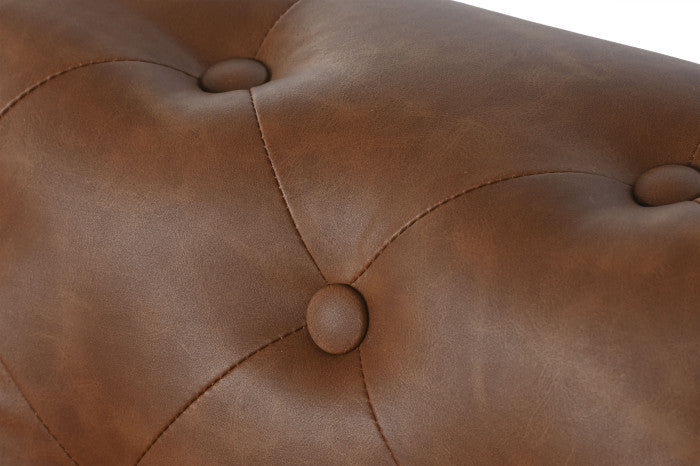 Sofá de Poliéster y Madera 3 Plazas Marrón 218 × 78 × 70 cm