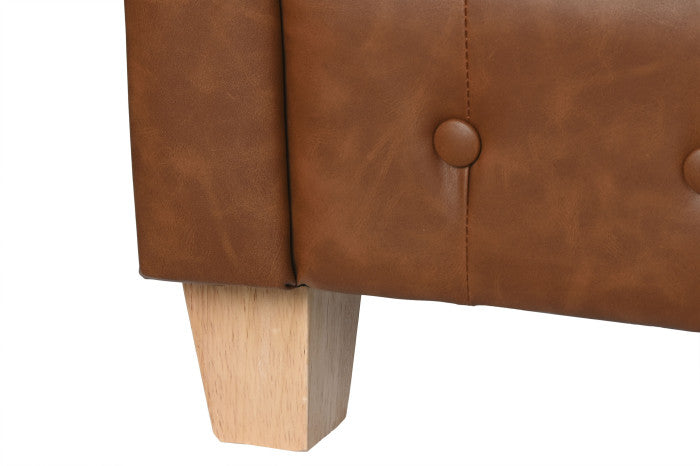 Sofá de Poliéster y Madera 3 Plazas Marrón 218 × 78 × 70 cm