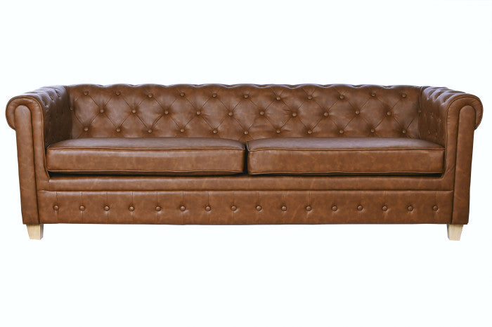 Sofá de Poliéster y Madera 3 Plazas Marrón 218 × 78 × 70 cm