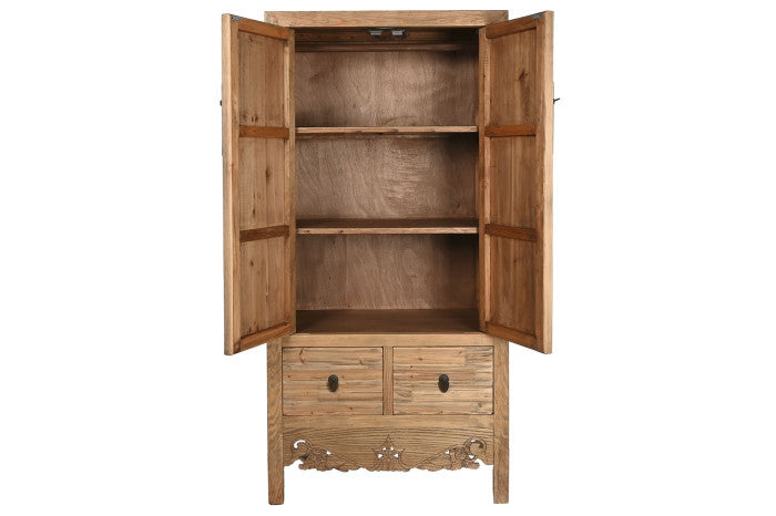 Armario abeto metal 88x52x180 tallado natural